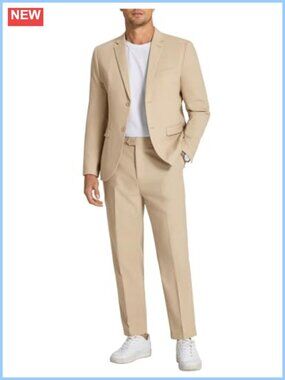 Men's 2 Piece Linen Suit Set Regular Fit Lightweight Blazer & Dress Pants